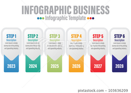 6 Steps, 6 Option Geometric shape with steps,options,processes or workflow.Business data visualization. Creative step infographic template for presentation,vector illustration. 103636209