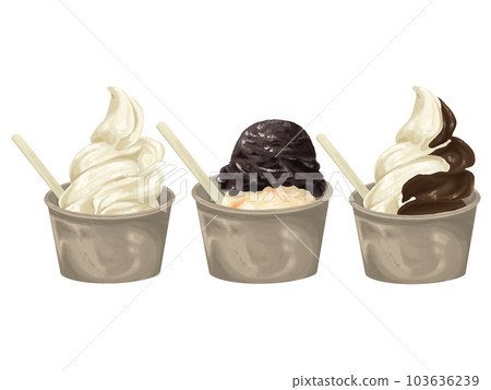Set of ice cream in a cup Hand drawn style illustration 103636239