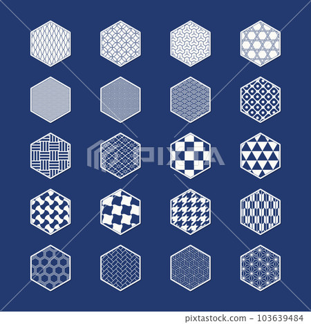 日本模式貼紙圖標（六角形） 103639484
