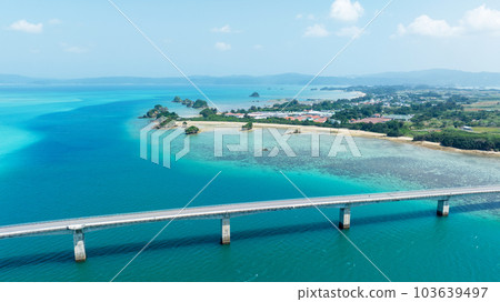 Aerial photo of the sea in Okinawa Aerial photo of the sea in Okinawa 103639497