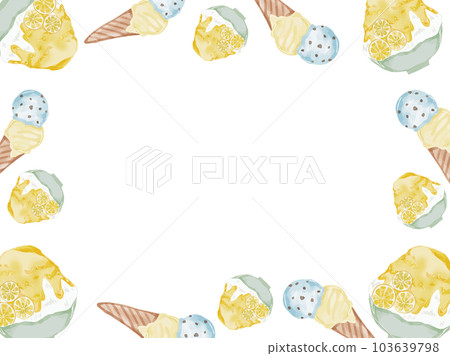 Frame frame of an illustration of a summer shaved ice and ice cream frame painted in watercolor 103639798