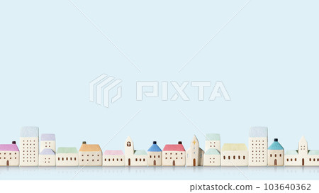 具有彩色微型房屋的城市景觀背景紋理 103640362