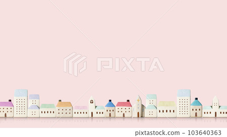 具有彩色微型房屋的城市景觀背景紋理 103640363