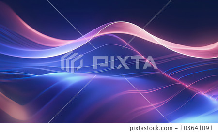 Modern Tech Abstract Background with Neon Light Waves 103641091