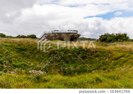 Pointe du Hoc, famous World War II site, on a summer day, in Normandy, France Pointe du Hoc, famous World War II site, on a summer day, in Normandy, France 103641769