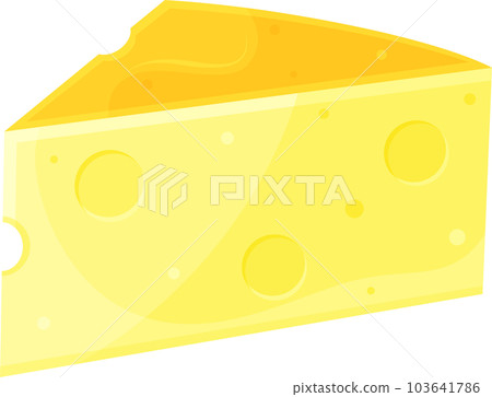 color vector illustration of cheese, slice of cheese, triangular piece of cheese, dairy products 103641786