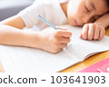 母親看著她的孩子學習 103641903
