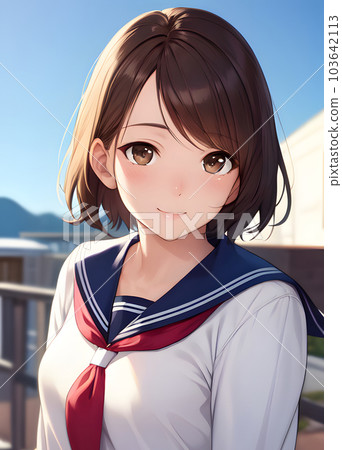 身穿水手服的少女插畫 103642113