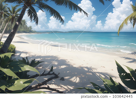 Tropical beach summer sea vacation illustration Tropical beach summer sea vacation illustration 103642445