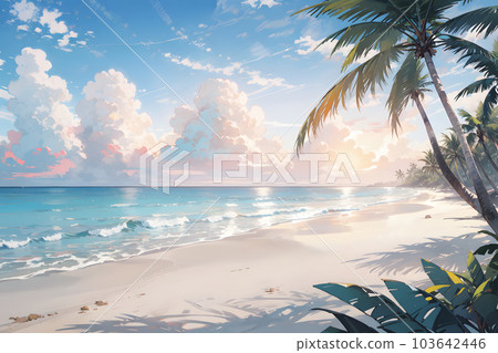 黃昏海灘夏季海上度假插畫 黃昏海灘夏季海上度假插畫 103642446