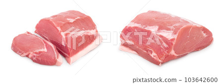 Raw pork meat isolated on white background 103642600