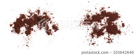 Pile of powdered, instant coffee isolated on white background, top view Pile of powdered, instant coffee isolated on white background, top view 103642640
