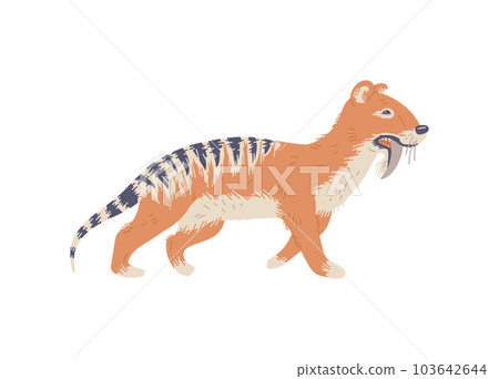 Tilakosmil extinct animal, flat vector illustration isolated on white background. 103642644