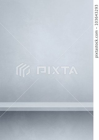 Empty shelf on a light grey concrete wall. Background template. Vertical mockup Empty shelf on a light grey concrete wall. Background template. Vertical mockup 103643293