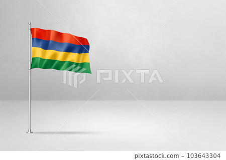 Mauritius flag isolated on white concrete wall background 103643304