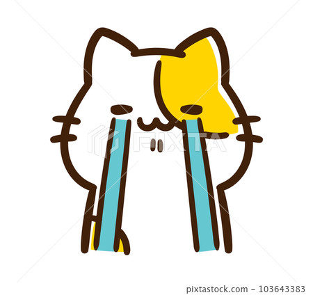Upper body illustration of a cute cat character shedding tears Upper body illustration of a cute cat character shedding tears 103643383