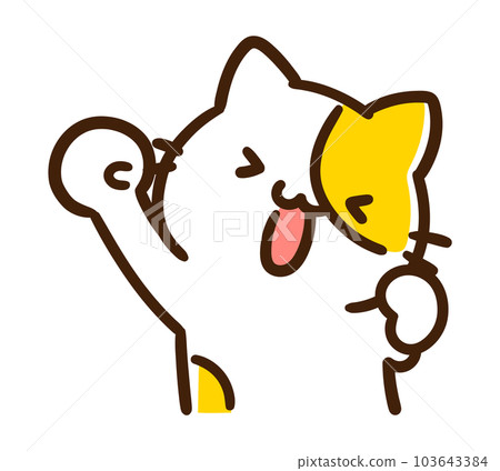 Character illustration of a cute cat raising his right hand to motivate Character illustration of a cute cat raising his right hand to motivate 103643384