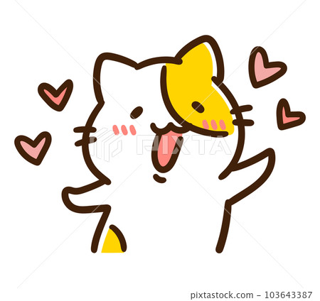 一個看起來很開心的可愛貓咪角色插圖 103643387