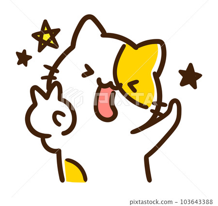 一隻可愛的貓在好心情中和平的人物插圖 一隻可愛的貓在好心情中和平的人物插圖 103643388