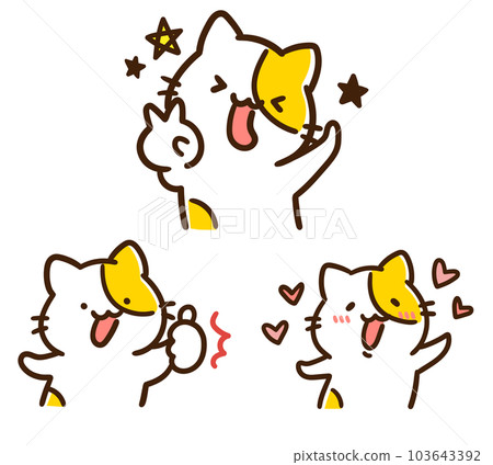 Cute cat character positive emotion pose set Cute cat character positive emotion pose set 103643392