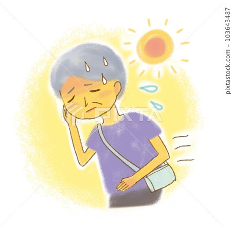 夏季中暑老年婦女插畫 103643487