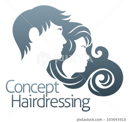 Hairdresser Silhouette Hair Salon Man And Woman Hairdresser Silhouette Hair Salon Man And Woman 103643918