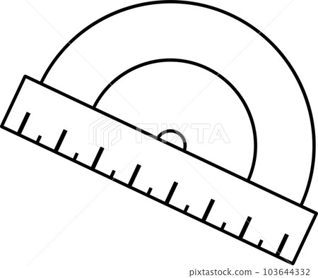 vector linear icon protractor ruler, school and office supplies, back to school, doodle and sketch 103644332