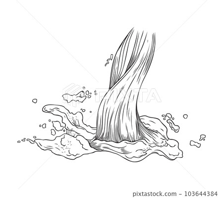 Jet of milk or water pouring from above engraving vector illustration isolated. 103644384