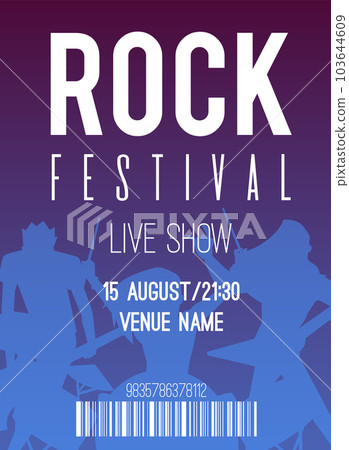 Rock festival advertising poster or banner template, flat vector illustration. Rock festival advertising poster or banner template, flat vector illustration. 103644609