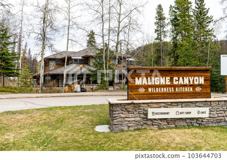 Alberta, Canada - May 11 2021 : Maligne Canyon Wilderness Kitchen. Jasper National Park. 103644703