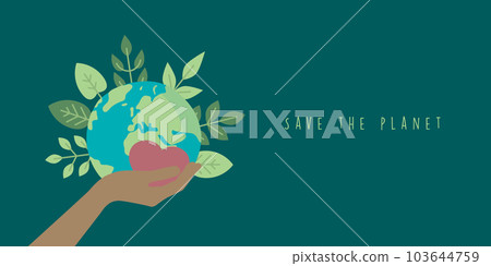 save the planet concept earth in human hand with green leaves 103644759