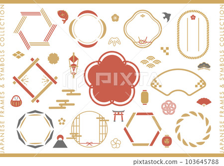 Japanese style frame and icon set (vector) 103645788