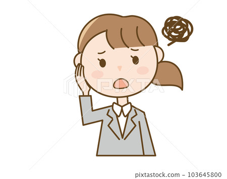 因煩惱煩惱而頭疼的西裝女性_上班族 103645800