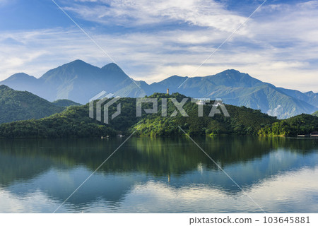 The scenery of Sun Moon Lake in the morning. it's a famous attraction in Nantou, Taiwan. 103645881