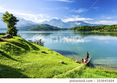 The scenery of Sun Moon Lake in the morning. it's a famous attraction in Nantou, Taiwan. 103645884