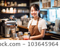 AI 生成的圖像在咖啡館兼職的年輕日本女性 103645964