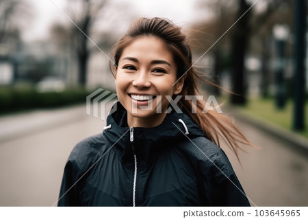 日本女人穿著運動服在早上跑步 AI 生成的圖像 103645965