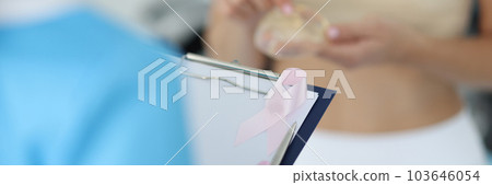 Breast examination by mammologist in clinic and oncology 103646054
