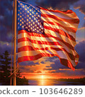American flag waving in the wind. Ai generative image. 103646289