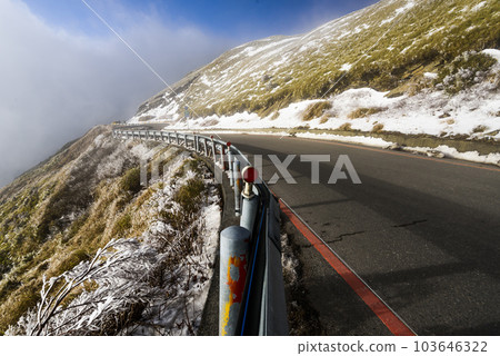 The snow covered forests and roads in Hehuanshan National Forest Recreation Area of Nantou, Taiwan. Located in Taroko National Park. The snow covered forests and roads in Hehuanshan National Forest Recreation Area of Nantou, Taiwan. Located in Taroko National Park. 103646322