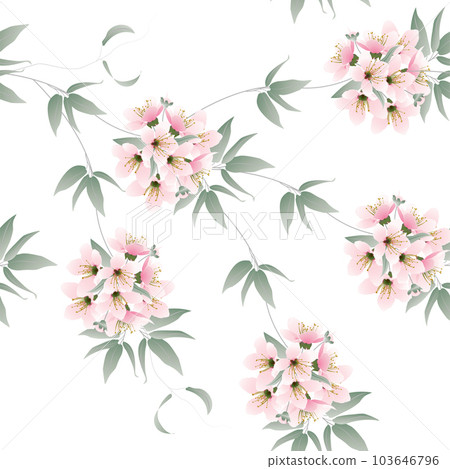 pink flower bouquets and vine seamless pattern 103646796