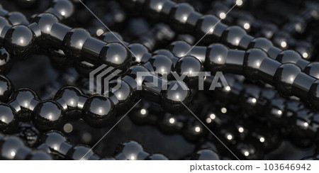 Illustration of a 3D rendered close-up view of multiple black spheres 3d render Illustration of a 3D rendered close-up view of multiple black spheres 3d render 103646942