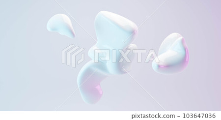 Illustration of a 3D rendered white object floating on a vibrant pink and blue background 3d render 103647036