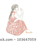 girl wearing checkered dress 103647059