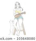 Illustration of a woman playing the ukulele 103648080