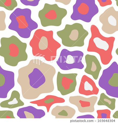 Animal skin print in rainbow colors, 90s style. Colorful leopard spot seamless pattern design. 103648304