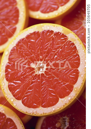 切開的葡萄柚橫截面的特寫“AI 生成的圖像” 103649705