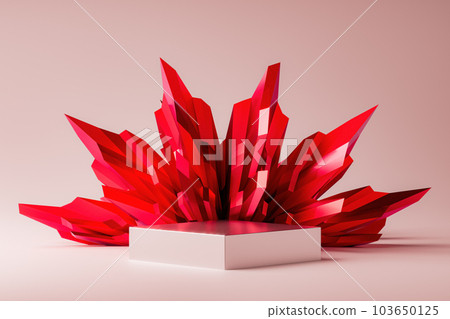 3d presentation pedestal or dais with ruby at background 3d presentation pedestal or dais with ruby at background 103650125
