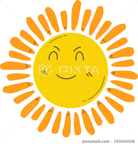 Cute Sun with sunshine. Isolated illustration on transparent background. Cute Sun with sunshine. Isolated illustration on transparent background. 103650506