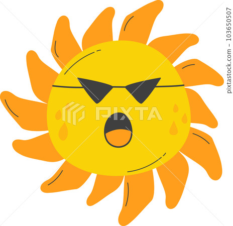 Cute Sun with sunshine. Isolated illustration on transparent background. Cute Sun with sunshine. Isolated illustration on transparent background. 103650507